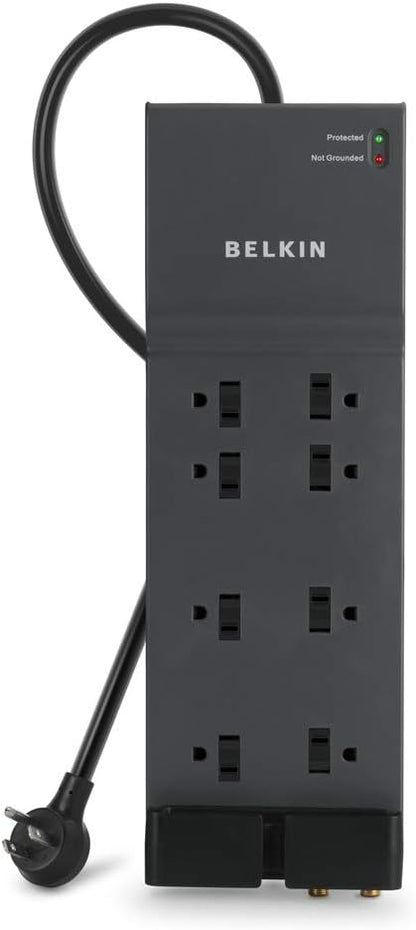 Belkin Surge Protector Power Strip, 8 AC Multiple Plug Outlet w/ 12ft Heavy-Duty Extension Cord, UL-listed Outlet Extender w/ Flat Plug for Home, Office, Computer Charging - 3,550 Joules of Protection