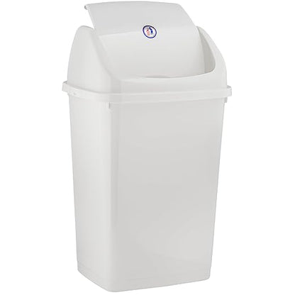 Superio Kitchen Trash Can 13 Gallon with Swing Lid, Plastic Tall Garbage Can Outdoor and Indoor, Large 52 Qt Recycle Bin and Waste Basket for Home, Office, Garage, Patio, Restaurant (White)