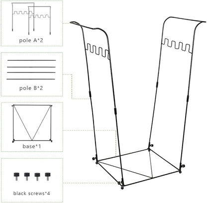 2 Pack Trash Bag Holder, 30-45 Gallon Garbage Bag Holder, Metal Portable Leaf Bag Holder, Multi-use Trash Bag Holder Stand for Indoor, Outdoor, Camping, Parties