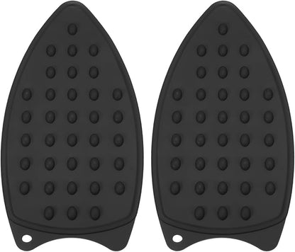PATIKIL Silicone Iron Rest Pad, 2 Pcs Multipurpose Hot Heat Resistant Iron Rest Plate Protective Pad for Ironing Board Hot Resistant Steamer Steam Compact Mat, Black