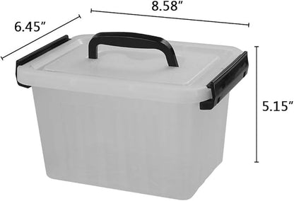 Bringer 3 Quart 6-Pack Clear Plastic Storage Boxes, Latch Box with Black Handle
