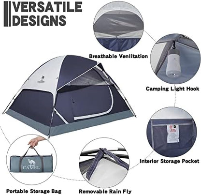 CAMEL CROWN Tents for Camping 2/3/4/5 Person Camping Dome Tent, Waterproof,Spacious, Lightweight Portable Backpacking Tent for Outdoor Camping/Hiking