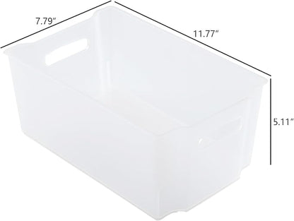 4-Pack Open Storage Organizing Bins, Matte Transparent Plastic Organizer Bins