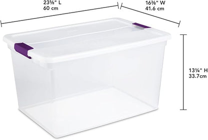 Sterilite 12-Pack ClearView Latch Box, Stackable Storage Organizer Bins for Home, 66 Quart