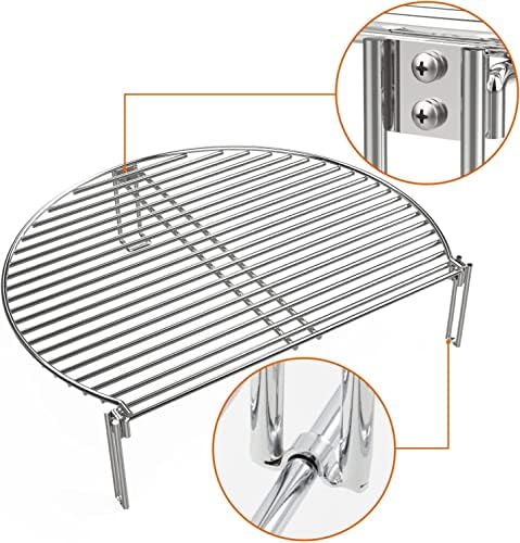 BBQ Future Grill Expander Rack for Big Green Egg Large & XL, Kamado Joe Classic Ceramic Grill, Char-Griller 18" Akorn, Weber Kettle Grill – Stainless Steel Cooking Grate & Grill Rack for Gas Grills