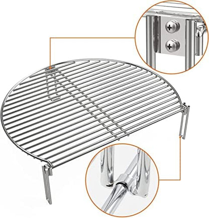 BBQ Future Grill Expander Rack for Big Green Egg Large & XL, Kamado Joe Classic Ceramic Grill, Char-Griller 18" Akorn, Weber Kettle Grill – Stainless Steel Cooking Grate & Grill Rack for Gas Grills