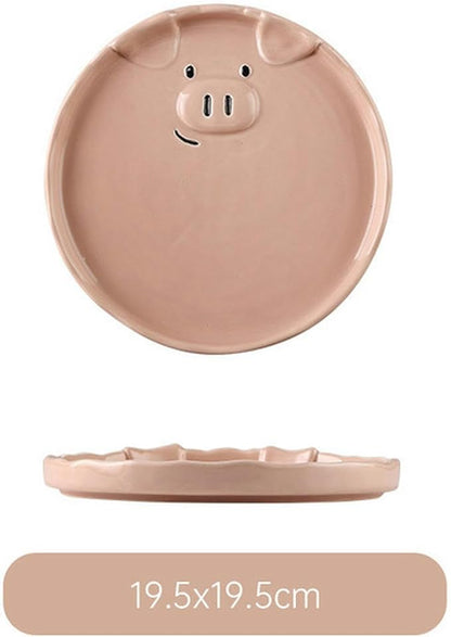Nordic Style Creative Cute Pink Piglet Dishes, Home Breakfast Ceramic Matte