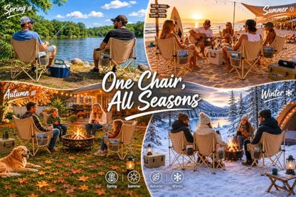 Folding Camping Chair Set, 4 Pack Portable Outdoor Chairs