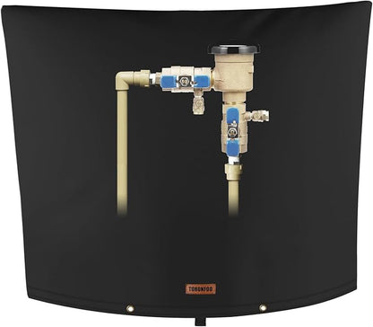 Backflow Preventer Pipe Insulation Cover (5°F) - Irrigation Sprinkler Valve Insulated Pouch - Water Well Pump Cover - Sturdy 5 Layers for Winter Freeze Protection, 36" W x 30" H, Black
