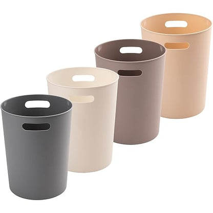 4 Pack Small Trash Can for Bathroom - 3 Gallon/12-Liter Wastebasket, Round Plastic Garbage Container Bin for Bedroom Office.