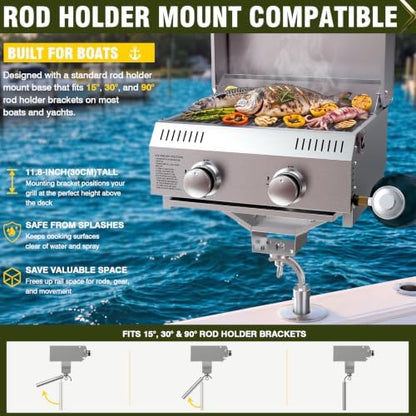 BESTFIRE Marine Boat Grill 20k BTU Dual propane connections