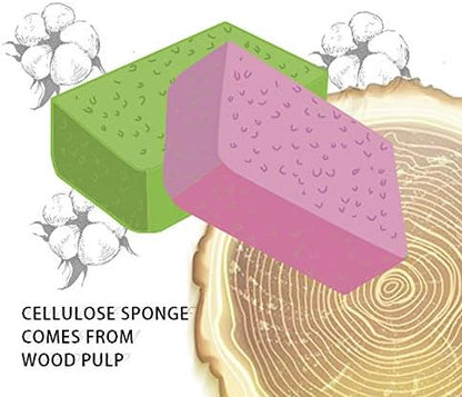 Large Natural Cellulose Cleaning Sponges (3-Pack) – Biodegradable, Absorbent, Multi-Use for Kitchen, Car & Home