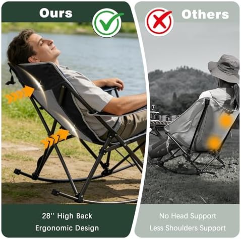SUNNYFEEL Oversized Folding Rocking Camping Chair with Buckle Design 500lbs