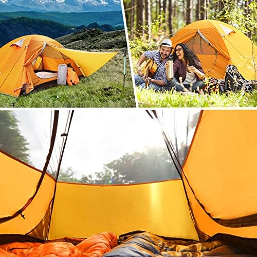Bessport Camping Tent 1/2 Person Tent Waterproof Two Doors Backpacking Tent Easy Setup Lightweight for Outdoor, Hiking Mountaineering Travel