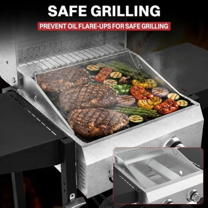 2 Burner Propane Gas Grill, 24000 BTU Portable BBQ with Lid & Wheels