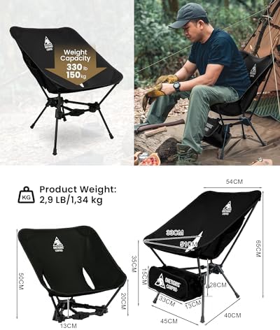 ONETIGRIS Tigerblade Camping Chair, Lightweight Folding Backpacking Hiking Chair, Compact Portable 330 lbs Capacity