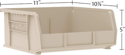 Akro-Mils 30235 AkroBins Plastic Storage Bins, Space-Saving Stackable Bins for Garage, Pantry, Craft Organization, 11" x 11" x 5", Black, 6-Pack