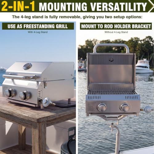 BESTFIRE Marine Boat Grill 20k BTU Dual propane connections