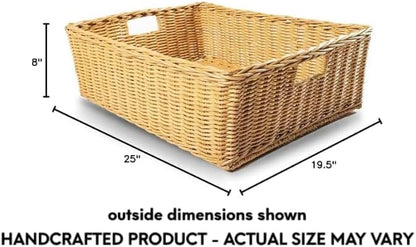 The Basket Lady Under The Bed/Basic Wicker Storage Basket, Extra Large, 25 in L x 19.5 in W x 8 in H, Sandstone