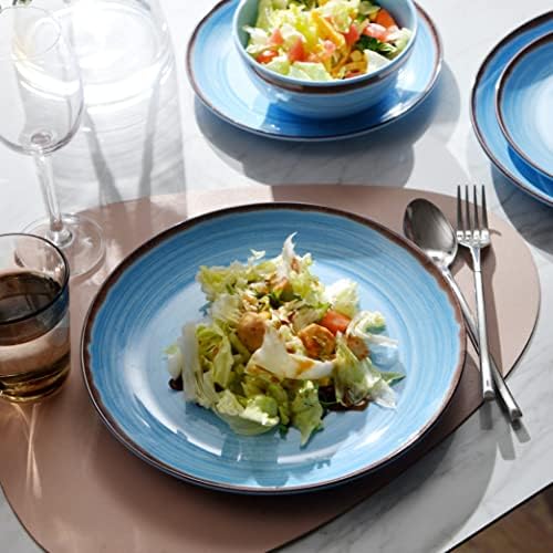 Melamine Dinnerware Set, Plates And Bowls Sets for 4, 12PCS Blue Color Dinnerware Sets, Unbreakable Dinnerware Dishwasher Safe BPA Free(Blue)