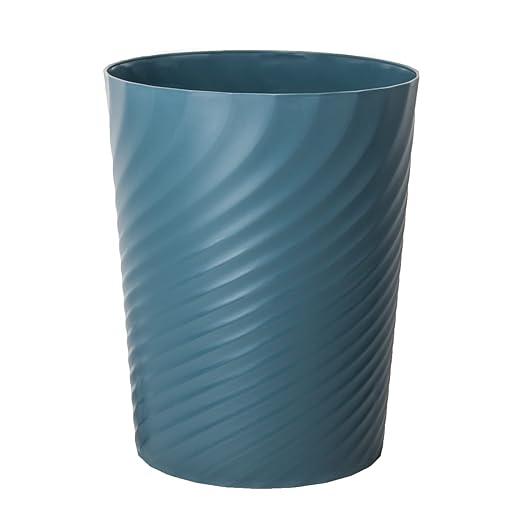 UUJOLY Plastic Trash Can Wastebasket, Garbage Container Basket for Bathrooms, Kitchens, Offices, Kids Rooms, Bluish Green