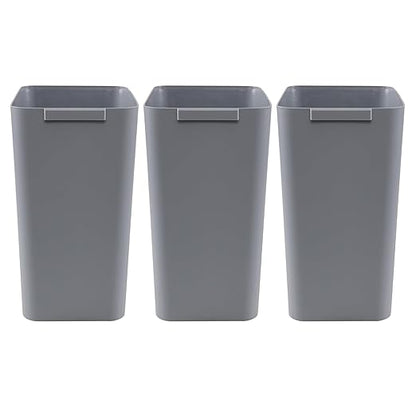 Zopnny Plastic Trash Can Wastebasket, Waste Bin, 4.5 Gallon, 3 Pack, Grey