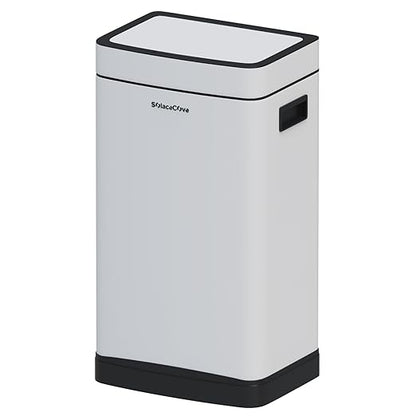 8Gallon/30L Brushed Stainless Steel Kitchen Trash Can with with Press Top Lid,Garbage Can with Inner Bucket(White)