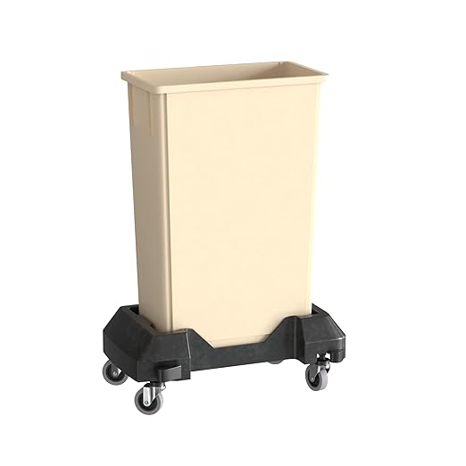 23 Gallon Beige Slim Jim Trash Can with Dolly