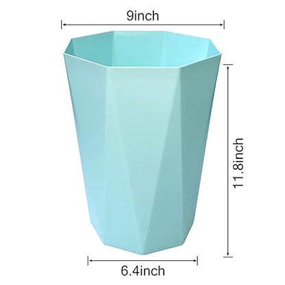 6pcs Trash Can Wastebasket Plastic 2.6 Gallon Garbage Can Container Rubbish Trash Bin Paper Basket Office Organizer for Bedroom Office Bathroom,10Litre-6 Colors