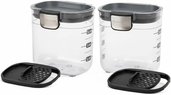 Progressive PKS-401 1.5 Cup Mini Prokeeper+ Airtight Silicone Seal Storage Container Great For Spices & Baking Acessories (2- Piece)