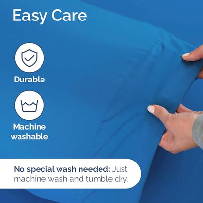 Extra Deep Pocket Split King Sheets - 5 Piece Breathable & Cooling Bed Sheets - Hotel Luxury Bed Sheet Set - Soft, Wrinkle Free & Comfy - Easily Fits Extra Deep Mattresses - Royal Blue Sheets Set