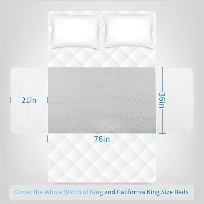 Reusable Bed Pad (XXL 36×76 Inch) - Waterproof, Washable and Nonslip Incontinence Underpads with Tuck-Ins for Adults and Pets (King, Cal-King)