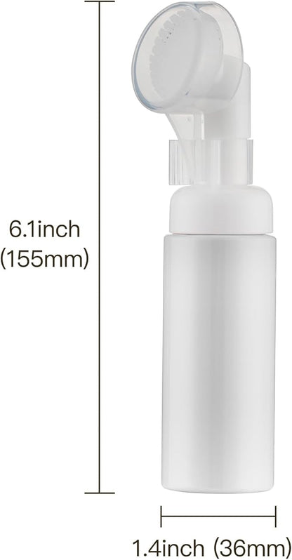 2 OZ Foam Bottle with Brush, Empty Foaming Dispensers to Travel for Soap, Shampoo (3pcs, 3colors)