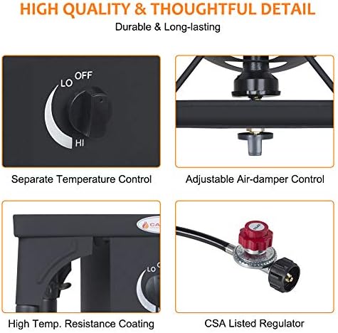 Camplux Propane Burner 130,000 BTU, Single Gas Burners, Outdoor Stove for Home Brewing, Turkey Fry, Maple Syrup Prep