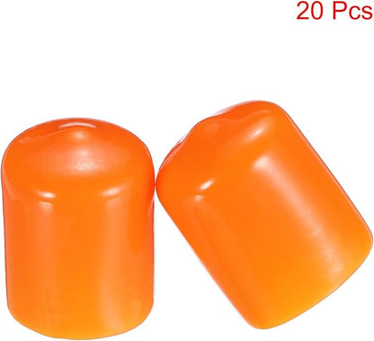 uxcell 20pcs Rubber End Caps 16mm(5/8") ID Vinyl PVC Round Tube Bolt Cap Cover Screw Thread Protectors,Orange