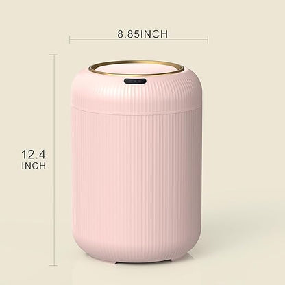 Smart Bathroom Trash Can with Lid，3 Gallon Bathroom Garbage Can Automatic Touchless，Motion Sensor Trashcan, Baby Diaper Trash Bin, Mini Pink Waste Basket for Bedroom, Kitchen, Restroom, Office