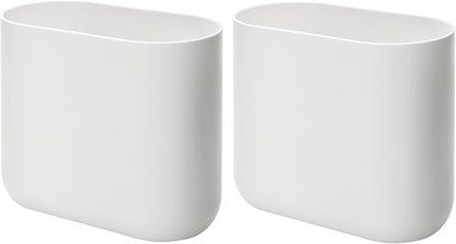 iDesign Small Oval Plastic Bathroom Trash Cans - Ideal for Bathroom, Bedroom, or Office - Set of 2 - White