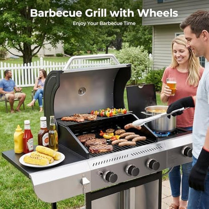 COWSAR 34,000 BTU Propane Gas Grill 3-Burner with Side Burner