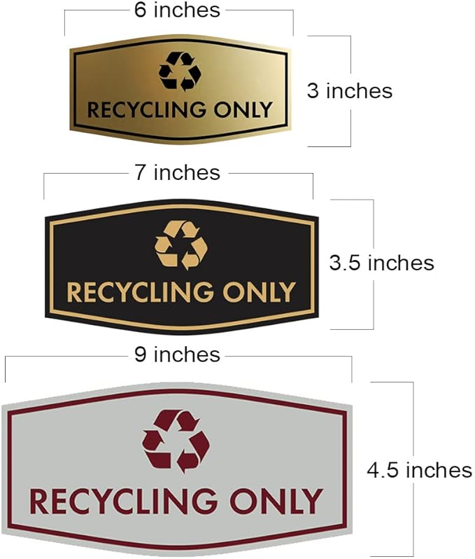 Fancy Recycling Only Sign (Navy Blue/White) - Large