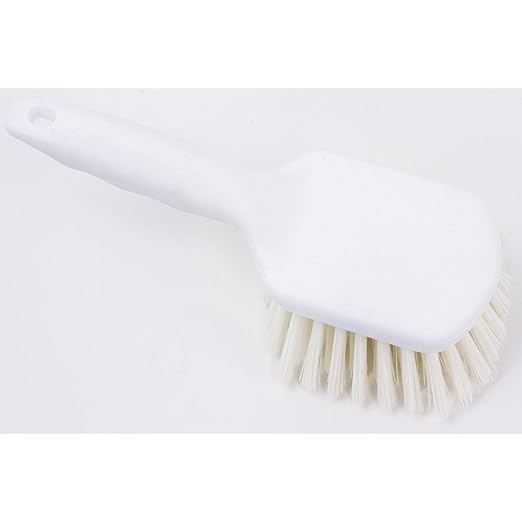 SPARTA 40541EC02 Plastic Scrub Brush, Utility Brush, Kitchen Brush With Hanging Hole For Cleaning, 8 Inches, White, (Pack of 6)