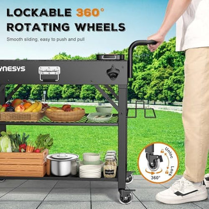 Raynesys 440lbs Outdoor Folding Grill Cart, Blackstone Griddle Stand