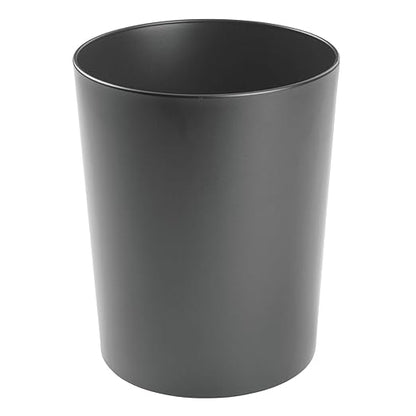 mDesign Round Metal Small 1.7 Gallon Recycle Trash Can Wastebasket, Garbage Container Bin for Bathrooms, Kitchen, Bedroom, Home Office - Durable Stainless Steel - Mirri Collection - Graphite Gray