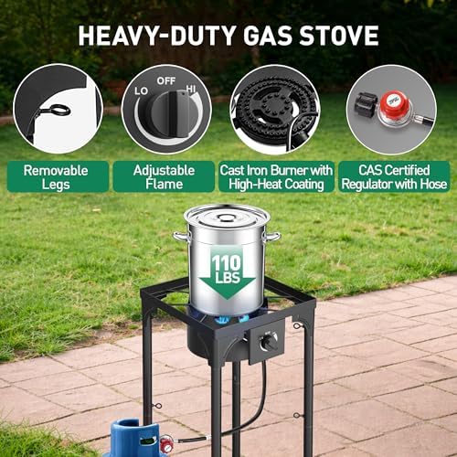 Single Burner Propane or LPG Gas Stove for Outdoor Cooking | 75,000 BTU High-Pressure Heavy-Duty Camping Stove with Regulator | Portable for Backyard, Patio BBQ, Baking, Frying