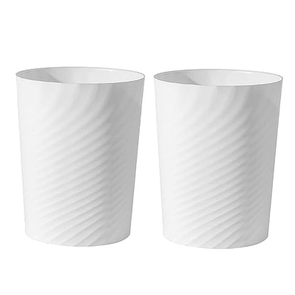 UUJOLY Plastic Small Trash Can Wastebasket, Garbage Container Basket for Bathrooms, Laundry Room, Kitchens, Offices, Kids Rooms, Dorms, (White, 1.8 Gallon/2 Pack)