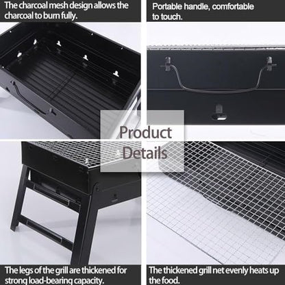 Portable Charcoal Grill Foldable 17" BBQ Charcoal Grill Compact Tabletop Barbecue Grill Small BBQ Grill for Outdoor Travel Backyard Picnic Beach