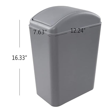 3 Pack 4.5 Gallon Plastic Garbage Can with Swing Lid, Swing-top Trash Bin, Gray