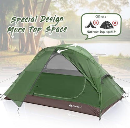 Forceatt Camping Tent 2 Person, Backpacking Tent Waterproof & Windproof, Ultralight Instant Tent with Rain Fly for Camping, Hiking, Outdoor