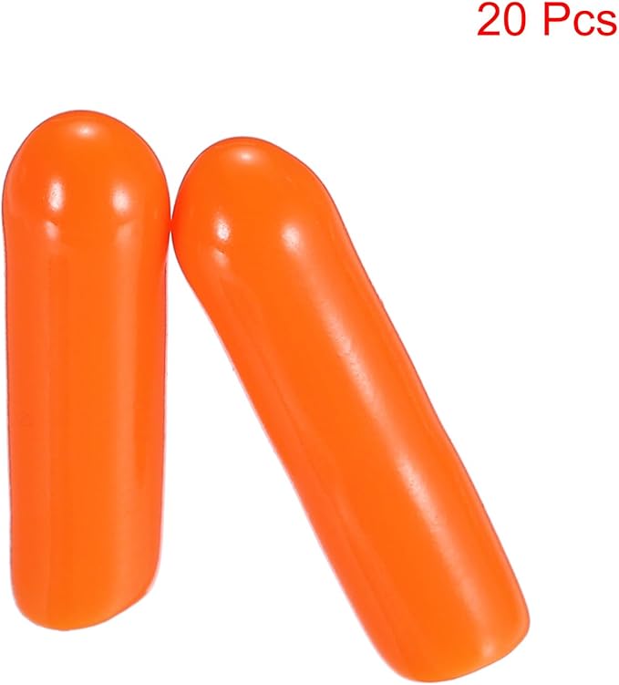 uxcell 20pcs Rubber End Caps 3mm(1/8") ID Vinyl PVC Round Tube Bolt Cap Cover Screw Thread Protectors,Orange