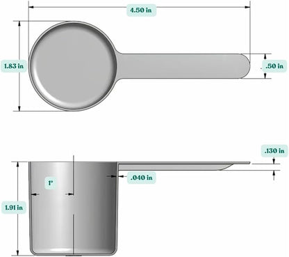 70 mL (2.37 Oz. | 4.73 Tablespoon) Long Handle Scoop for Measuring Coffee, Pet Food, Grains, Protein, Spices and Other Dry Goods (Pack of 100)