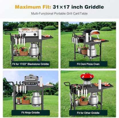 Raynesys 440lbs Outdoor Folding Grill Cart, Blackstone Griddle Stand